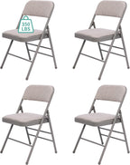 4 Pack Grey Folding Chairs with Fabric Padded Cushion, Fabric Dining Chair Set Portable Indoor Outdoor Stackable Foldable Chair for Home Office Events Wedding Party