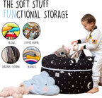 SMART WALLABY Stuffed Animal Storage Bean Bag Chair | 2 Sizes in 1 | 100% Cotton Washable Kids’ Plush Toys Organizer | XL to XXL Expandable Premium Soft Toys Pouf Starry Night