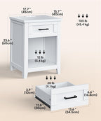 Decofy Farmhouse Nightstand with Charging Station & Large Storage, Set of 2 Modern End Tables with Outlets, USB Ports and Type-C Ports, Easy Assembly for Bedroom (Pure White)