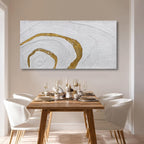 YLLTIEM White and Gold Abstract Wall Art 24x48 Inch, Hand Painted Textured Canvas Wall Art, Large Horizontal Modern Wall Decor for Living Room Bedroom Office Dining Room