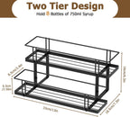 Invech 8 Bottle Capacity Coffee Syrup Organizer, 2 Tier Coffee Syrup Rack for Kitchen Coffee Bar, Metal Wine Rack for Family & Bar Countertop