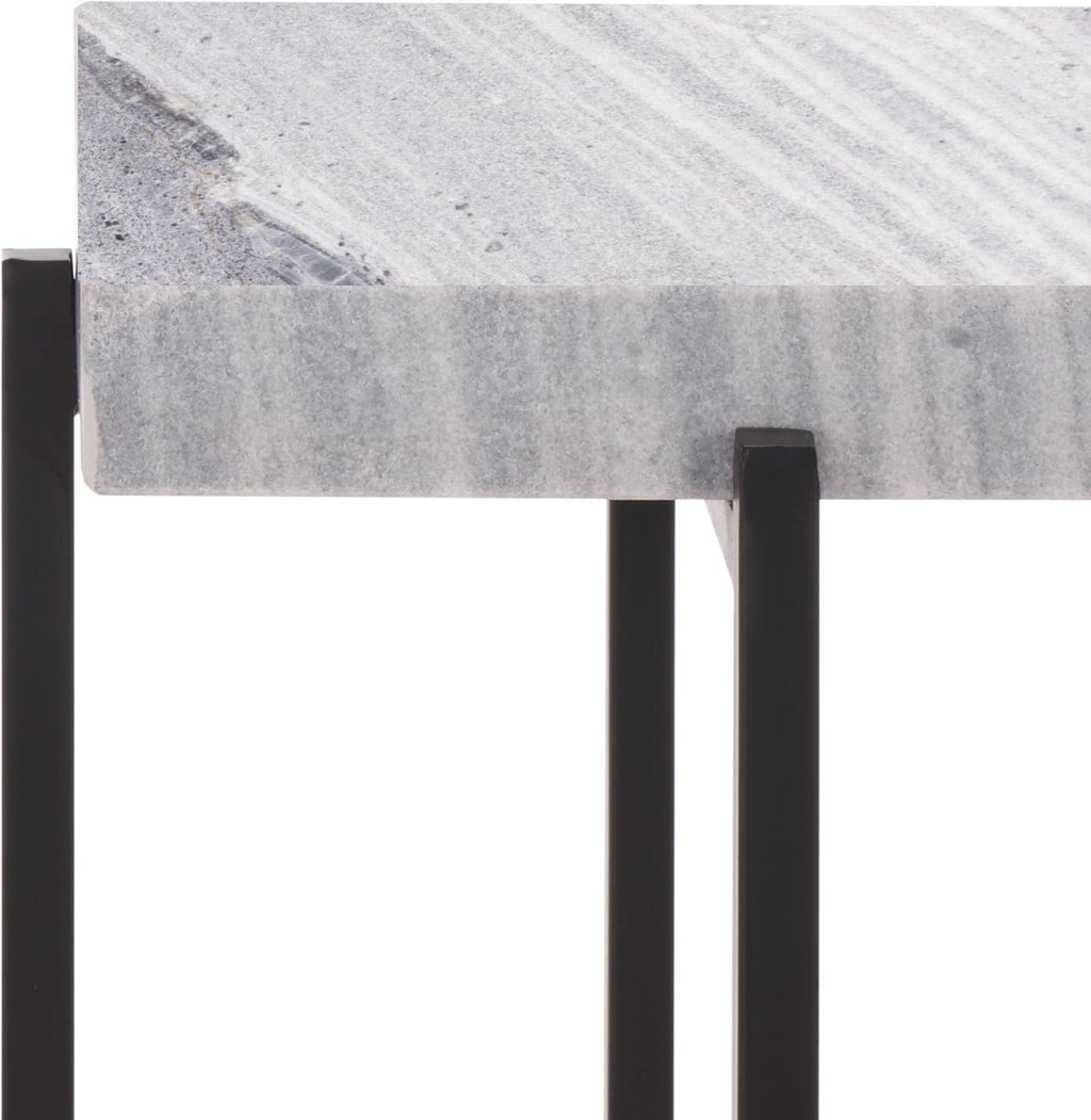 SAFAVIEH Home Collection - Aloha Side Table with Grey Marble Top & Black Iron Base, Modern Accent Table, Fully Assembled (ACC3748A)