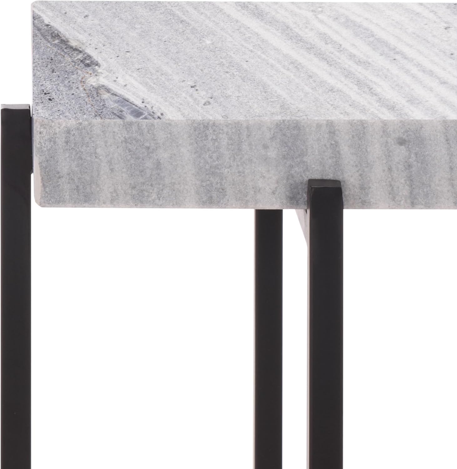 SAFAVIEH Home Collection - Aloha Side Table with Grey Marble Top & Black Iron Base, Modern Accent Table, Fully Assembled (ACC3748A)