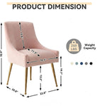 Dining Chairs,Modern Living Room Chairs, Velvet Upholstered Dining Room Chairs with Gold Legs,Tufted Accent Chair Set of 6 for Reception Room Bedroom Study Room(Pink)