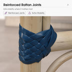 PURPLE LEAF Patio French Counter Height Stool Set of 2 Outdoor Backrest Barstools Aluminum Frame in Champagne Finish Woven Rattan for Indoor Kitchen Garden Balcony Restaurant Navy Blue