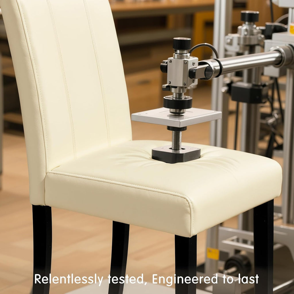 SyMax Dining Chairs Set of 4, Faux Leather Upholstered Dining Room Chairs, Modern Parsons Kitchen Chairs with Wood Legs, Cream(Only Chairs)