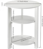 Farmhouse 3-Tier Round Side Table, 17.7 * 21.7inch End Table with Open Storage,Modern Accent Table Circular Nightstand for Living Room, Bedroom, Office,Wooden Table for Narrow and Small Spaces, White