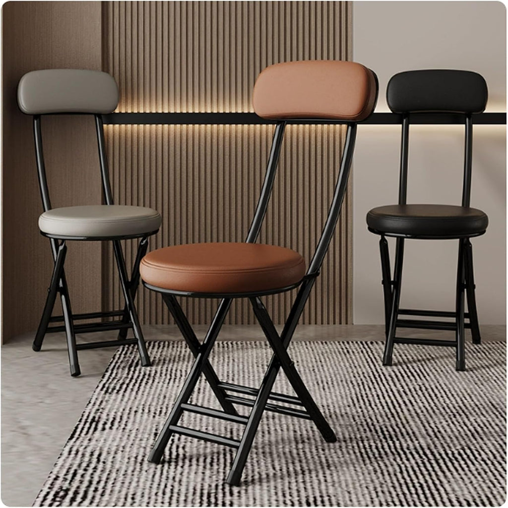 JSWHYBD Cushioned Padded Folding Stools Portable Folding Chair for Home Use with a Comfortable Reclining Backrest Small Footprint Suitable Homes Hotels Conference Rooms(Grey+White)