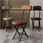 JSWHYBD Cushioned Padded Folding Stools Portable Folding Chair for Home Use with a Comfortable Reclining Backrest Small Footprint Suitable Homes Hotels Conference Rooms(Grey+White)