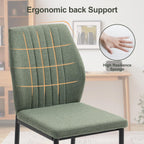 Dining Chairs Set of 4, Upholstered Wooden Dining Room Chairs, Mid Century Modern Fabric Kitchen Chair with Metal Legs Chenille Fabric for Kitchen/Restaurant/Hotel- Green (Only Chairs)