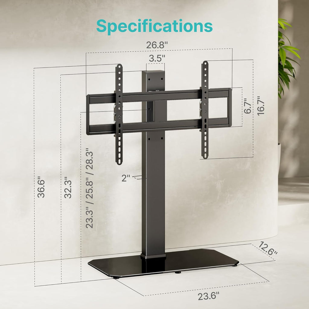 Pegzone Universal TV Stand Swivel with Power Outlet for 43-90'' TVs, Holds 154 lbs, Height Adjustable Large Table Top TV Stand, VESA MAX 600x400mm