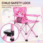 Huskfirm Padded Kids Camping Chair Folding Toddler Chair with Cup Holder & Safety Lock Portable Kids Beach Chair Ages 3-6 for Outdoor Camping Foldable Kids Chair Support 120lbs,Pink Unicorn
