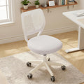 Small Desk Chair Armless Task Chair with Soft Padded Cushion Height Adjustable Swivel Rolling Comfortable Study Computer Chair, White