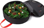 Wreath Storage Bag 24", Christmas Hanging Wreath Storage Container,Heavy-Duty Carrying Handles, Artificial Door Wreaths or Holiday Ornament Organziers,Black