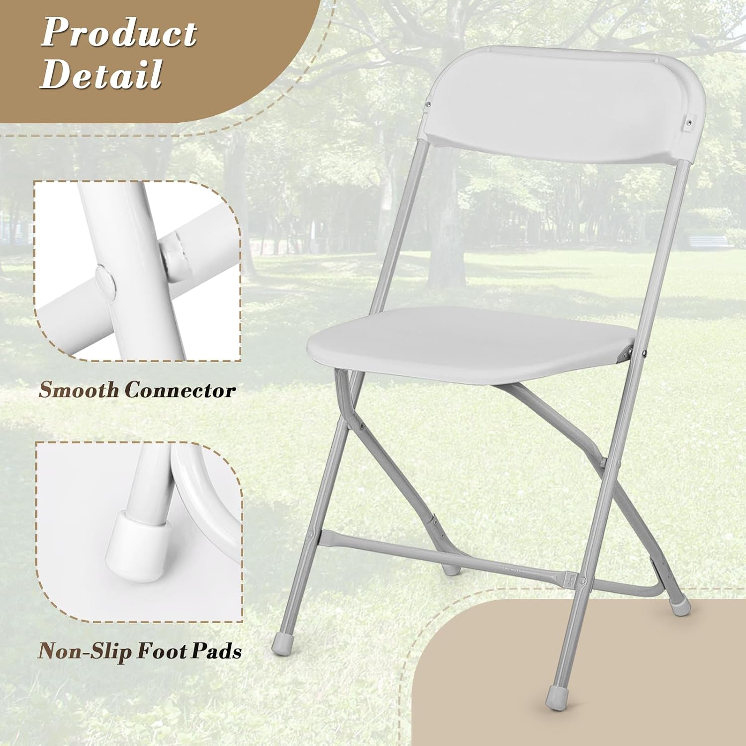 Athena Collection White Plastic Folding Chairs for Adults, 4 Pack, Portable Stackable Chair Indoor Outdoor Foldable Comfortable Sillas para Fiestas for Outside Commercial Event Party Supports 250 Lbs