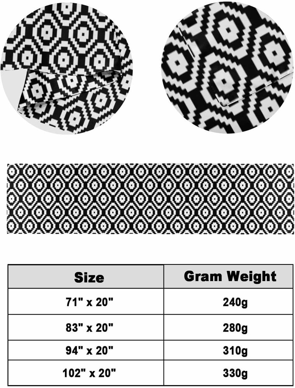 Black White Geometric Bed Runner Scarf Cal King Size, Modern Abstract Art Luxury Bed Throw Runners & Scarves for Twin Full Queen King Foot of Beds, Bedroom Hotel Wedding Room Decoration, 102"x20"
