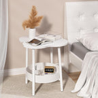 Small Coffee Table, 2 Tier Flower Shaped Desktop Accent Table, Modern Couch Bedside End Tables, Nightstand for Bedroom or Living Room, Small Spaces Display Side Tables White