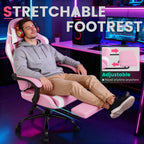Gaming Chair Office Chair Desk Chair with Footrest Lumbar Support Headrest Armrest Task Rolling Swivel Ergonomic E-Sports Adjustable PC Gamer Chair(Pink)