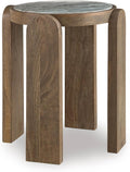 Signature Design by Ashley Gavrilley Contemporary Accent Table with Marble Top, Light Brown & Gray