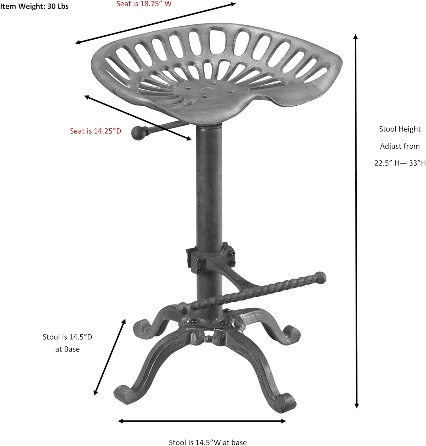 Carolina Chair & Table Adjustable Iron Tractor Seat Barstool (Green)