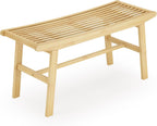Bamboo Dining Bench Indoor Long Bench Sturdy & Comfortable Indoor Storage Bench Durable Slat Woven Design Modern Entryway Seating for Hallway (Nature, 1 Tier)