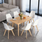 Dining Chairs Set of 4, Mid-Century Modern Kitchen Chairs with Wood Legs and Cushion, Leather Dining Chairs Set for Living Room, Kitchen, Outdoor Lounge, White 4 Pack