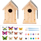 HPC Decor 2 Pack Bird Houses for Outside w/Chain,Natural Wooden Birdhouses Kit for Outdoors w/Predator Guard,Hanging DIY Bird House Kit & Woodworking Adult Crafts,Hummingbird,Birdhouse Kits for Kids