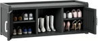Outdoor Shoe Bench with Waterproof UV-Resistant Indoor Resin Shoe Cabinet Entryway Shoe Cabinet with 2 Doors or Entryway,Living Room,Bedroom,Black (2 Door)