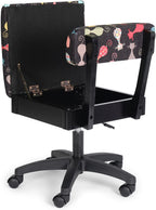 Arrow Sewing HCAT Adjustable Height Hydraulic Sewing and Craft Chair with Under Seat Storage and Printed Fabric, Black Cat Fabric
