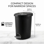Bathroom Trash Can, 2.6 Gallon Small Garbage Can with Lid & Step Pedal, Slim Wastebasket with Removable Inner Bucket, Modern Trash Bin for Bedroom, Toilet, Office, Living Room