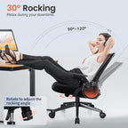 COMHOMA Office Chair with Flip-up Armrests Ergonomic Computer Desk Chair with Adaptive Lumbar Support & Breathable Mesh, Black