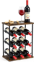 Nuovoware Wine Racks Countertop, Wine 9 Bottles Holder, Metal Wine Storage Organizer for Kitchen, Bar, Table, Cabinet, Wine Cellar, Vintage Brown