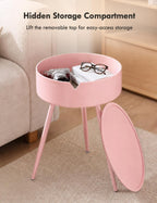 TOPWAVE Small Round Side Table – Lift-Top Storage PVC Table, Metal Legs, Perfect for Living Room & Small Spaces, Multiple Colors