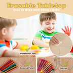 FUNLIO Kids Table and 4 Chairs Set for Ages 3-8, Height Adjustable Toddler Table and Chair Set, Easy to Wipe Arts & Crafts Table, for Classrooms/Daycares/Homes, CPC & CE Approved(5 pcs Set)-Multicolor