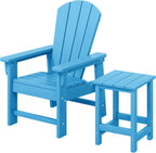 WestinTrends Malibu 2-Piece Kids Outdoor HDPE Adirondack Chair with Square Side Table Set, Pacific Blue