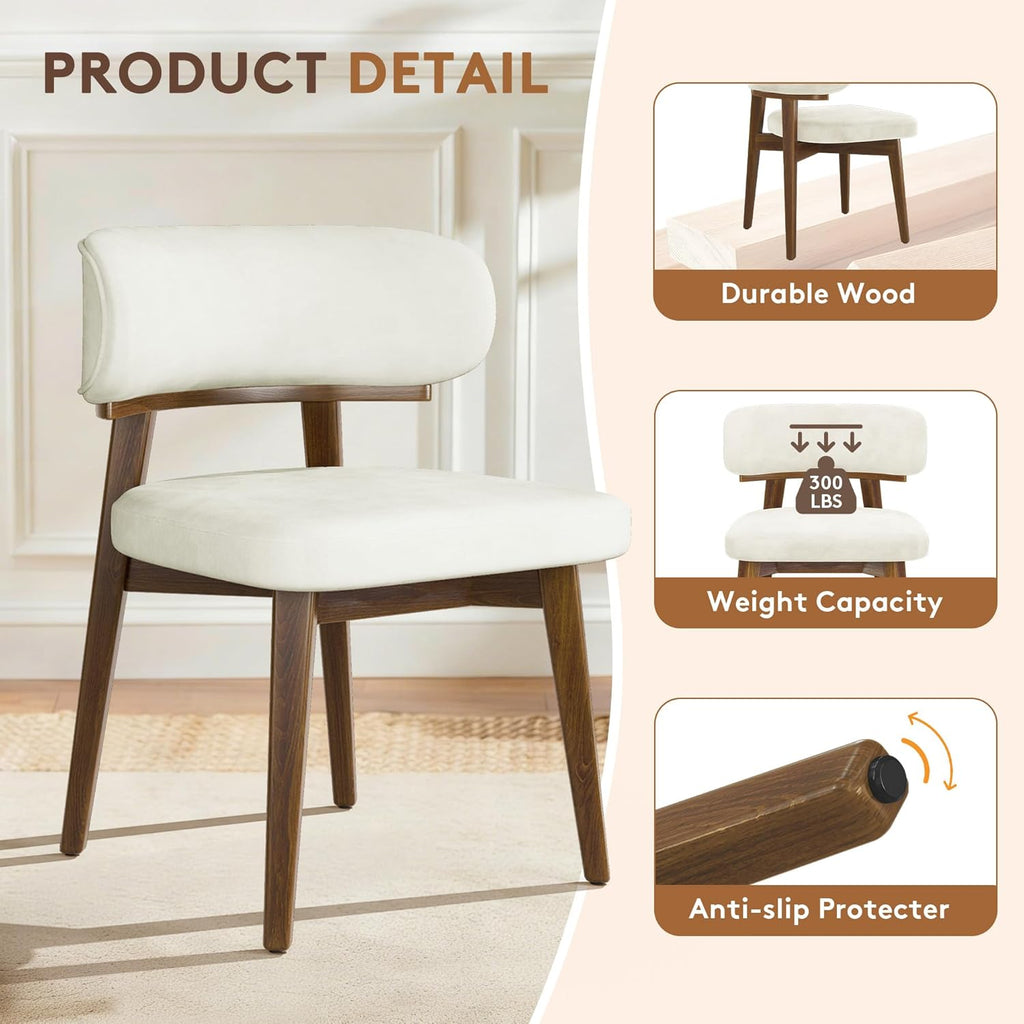Dining Chairs Set of 4, Modern Upholstered Dining Chairs, Wooden Kitchen Chairs for Dining Room with Ergonomic Curved Backrest