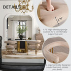 Khaki Velvet Barrel Dining Chairs Set of 2, Modern Upholstered Dining Room Chairs with Gold Metal Legs&Armrest, Boucle Dining Chair Kitchen Chair for Restaurant Banquet