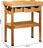 dobar 29030e Handy Planting Table with 3 Drawers and 2 Shelves Made from Waterproofed Pine 80 x 40 x 90 cm