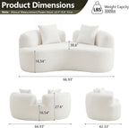 67”Curved Loveseat Sofa for Living Room, Deep Seat Love Seat Couch with 2 Throw Pillows, Modern Loveseat Adopt Teddy Fabric, Suitable Small Spaces The Cloud Loveseat, No Assembly Needed, White
