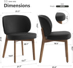 YOUNIKE Dining Chair with High Back Set of 4 Mid Century Modern Kitchen Chair Faux Leather Upholstered Armless Chair 20" Wide Padded Seat with Wooden Legs for Kitchen Dining Living Room Bedroom Black