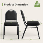 Dining Chairs Set of 4, Assembly-Free Stackable Kitchen Chairs, Modern Fabric Upholstered Chairs with Metal Frame for Living Room/Bedroom/Office/Farmhouse, Black