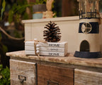 3 Pieces Wooden Decorative White Books, Rustic Farmhouse Faux Books for Coffee Table Shelves with Wood Bead Tassels and Leaves, 7'x 4.6'x 2.5' (Home, Sweet, Home)