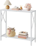 Tajsoon 28.3" Entryway Table, 2-Tier Small Consle Table for Entryway, Narrow Sofa Table with Shelves, Entrace Table for Hallway, Living Room, Corridor, Office, White