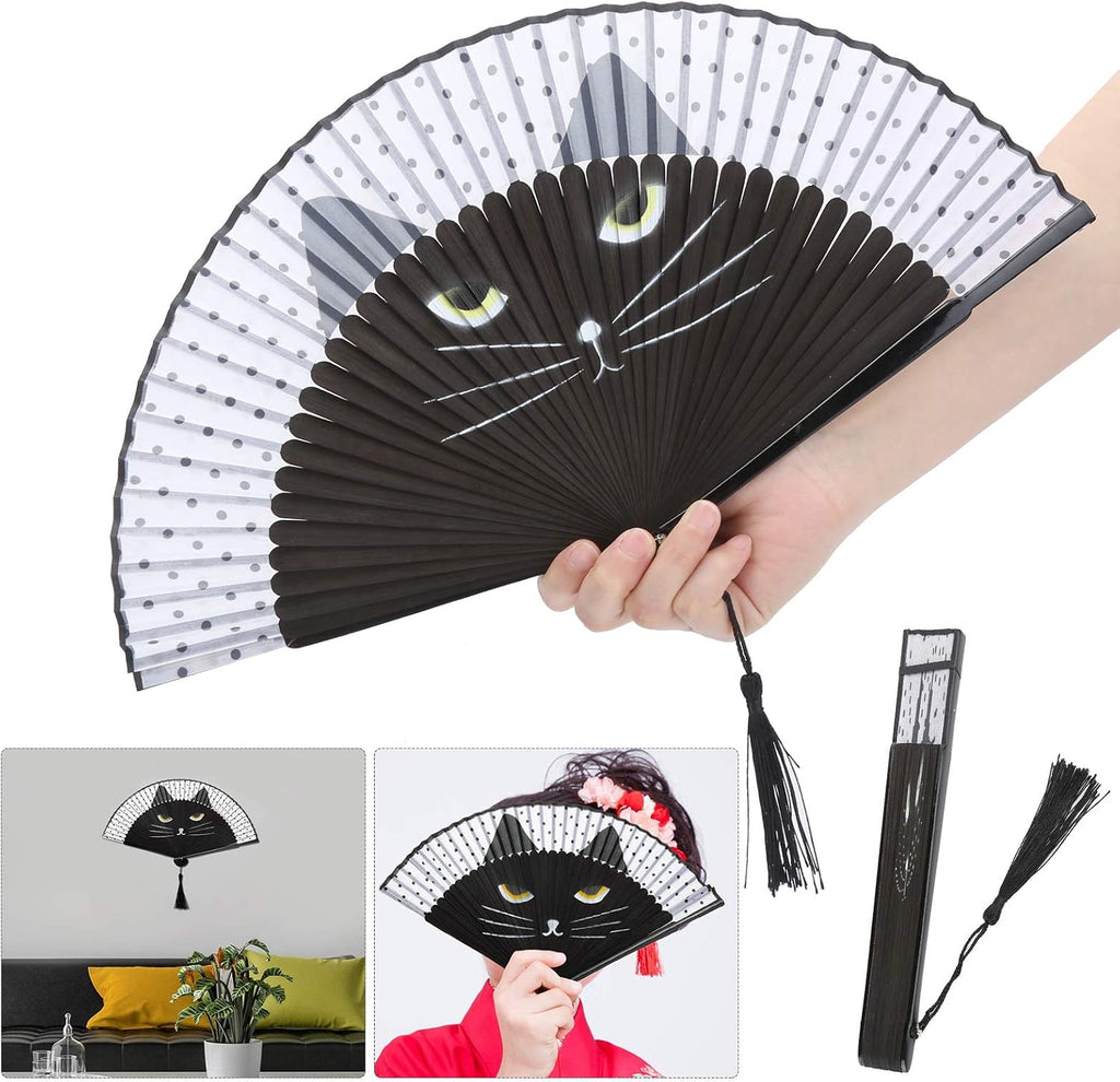 Bamboo Folding Fan, Portable Hand Held Japanese Style Fan with Natural Material, for Cooling Dancing Wedding Party Stage Performance Gift