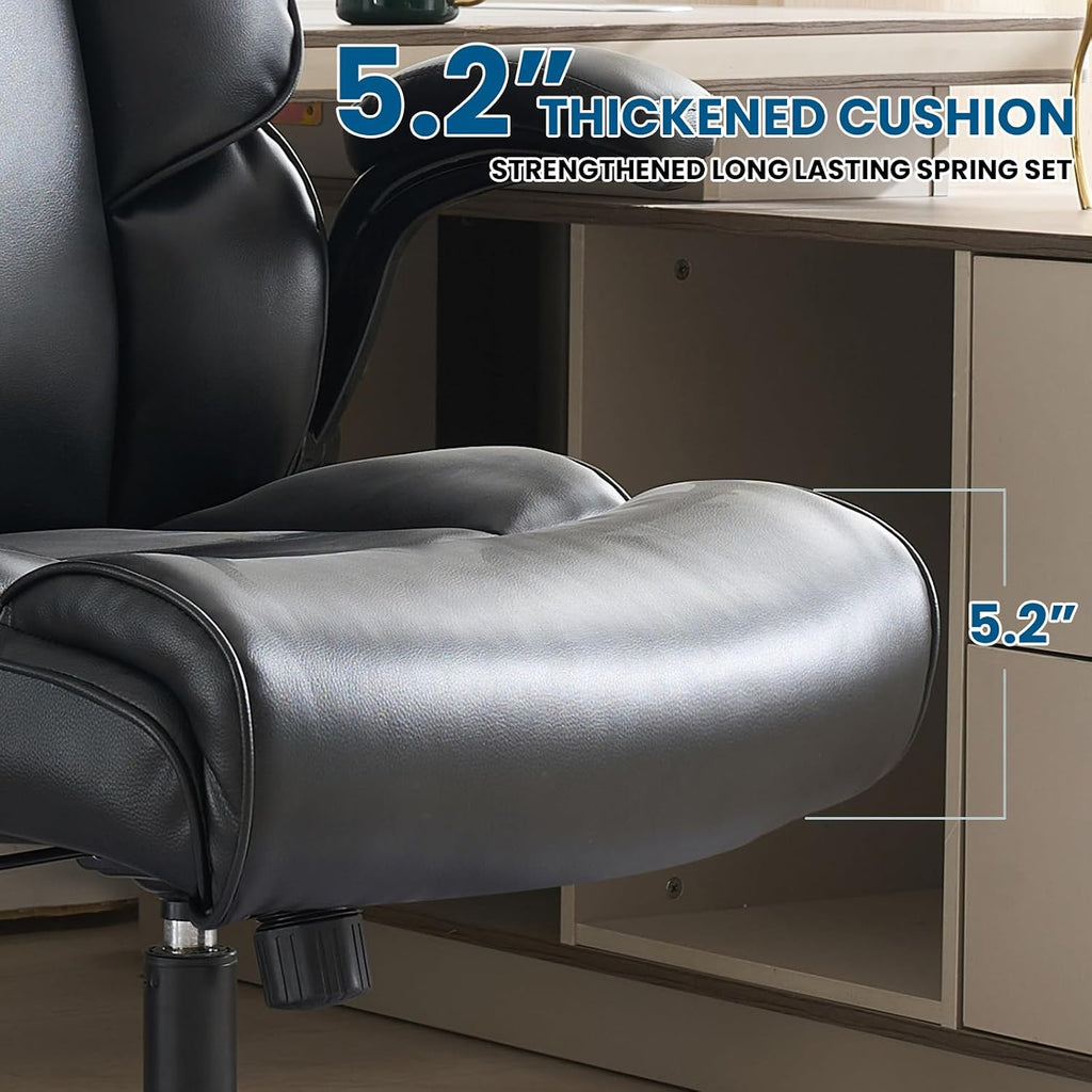 ESTRUCO Big and Tall Office Chair 500lbs Wide Seat Executive Office Desk Chair High Back Computer Gaming Chair,Flip-Up Armrest,Lumbar Support Computer Chair for Heavy People(Brown,Classical)