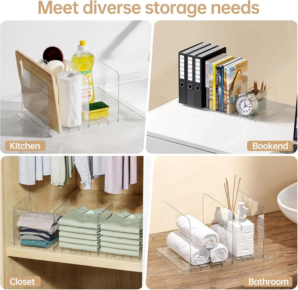PAVSTINE Purse Organizer for Closet, Stackable Handbag Storage Shelf, Adjustable Clear Shelf Dividers, Keep Clutch, Bag, Pocketbook Upright, for Bedroom