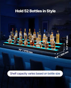 VEVOR LED Lighted Liquor Bottle Display, 3 Tier 70 Inch, Illuminated Home Bar Shelf with RF Remote & App Control, 7 Static Colors, Acrylic Lighted Whiskey Shelf for 52 Bottles, Powered by Adapter Only