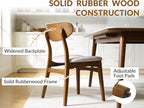 Wooden Dining Chairs Set of 4 - Farmhouse Fabric Upholstered Kitchen Chairs with Curved Back, Solid Wood Mid-Century Modern Side Chair for Dining Room, Beige & Walnut