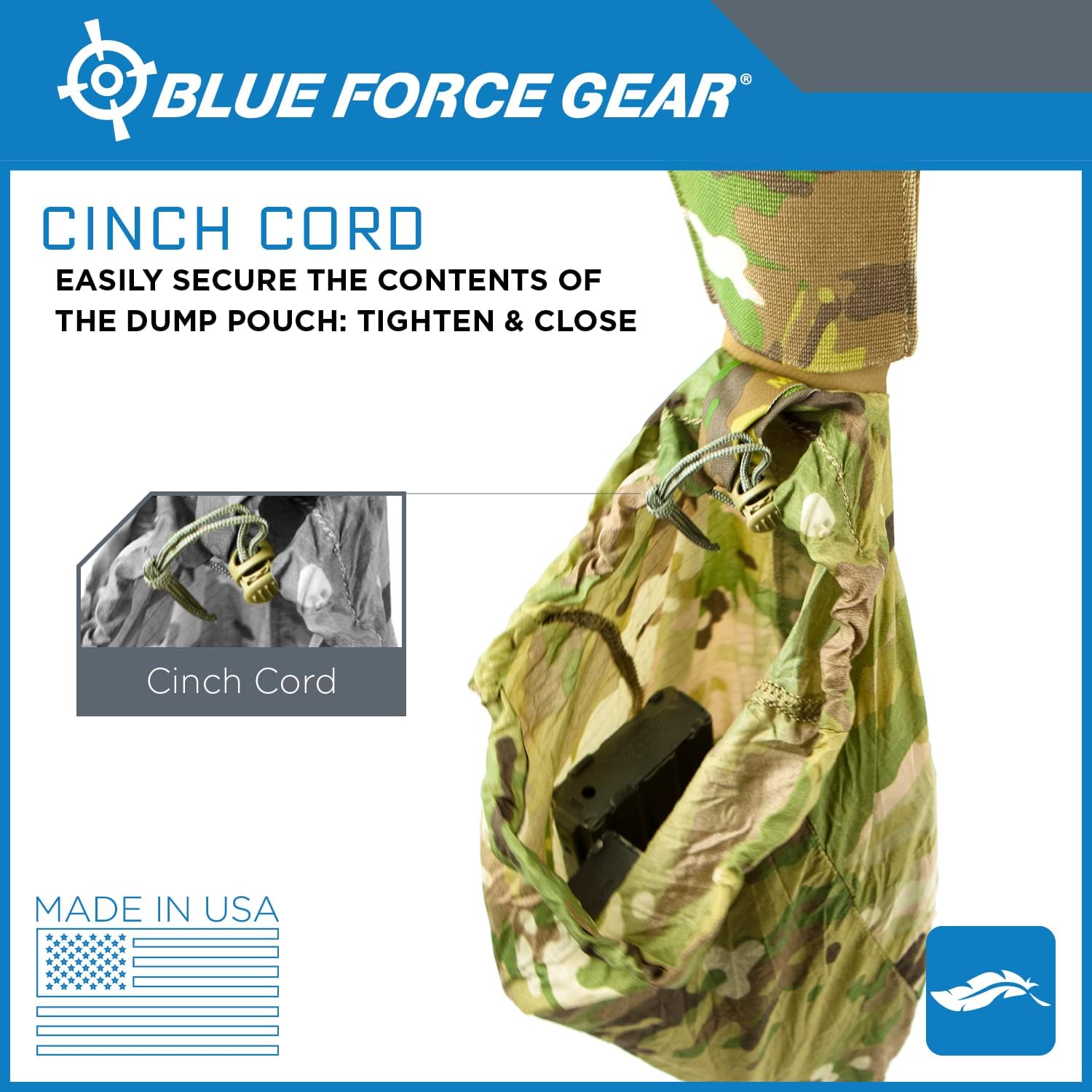 Blue Force Gear MOLLE Dump Pouch - Multipurpose Compact Utility Drop Bag - 3" L x 3" W x 3.5" H
