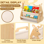 Double Sided Bookshelf – 2 Portable Bookshelf, Book Shelf for Rooms & Playroom, Cute Kangaroo Design Montessori,Book Display Shelve